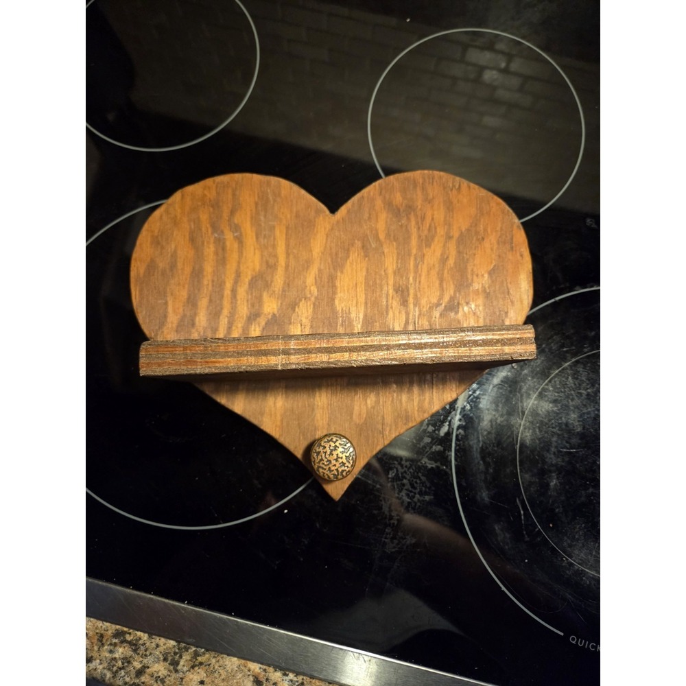 Vintage Handmade Wooden Heart Peg Shelf